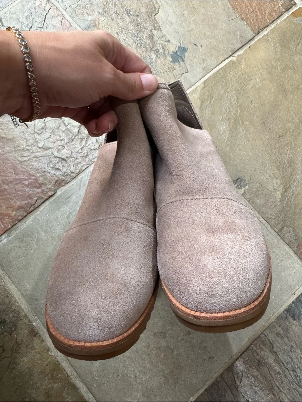 SOREL Cate Cut-Out Waterproof Suede Booties Ash Brown Size 6.5 Pristine